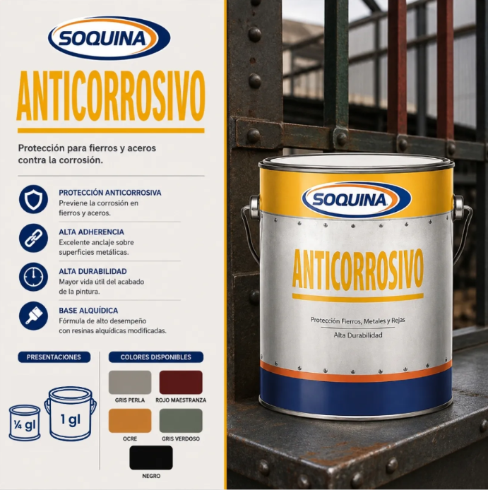 Soquina Anticorrosivo Negro Lt.