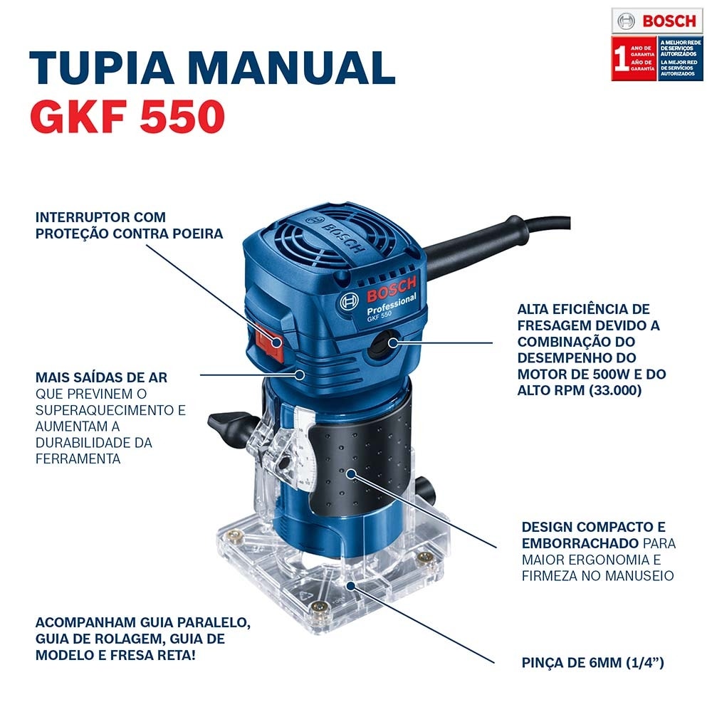 Fresadora De Mano Gkf 550 Bosch