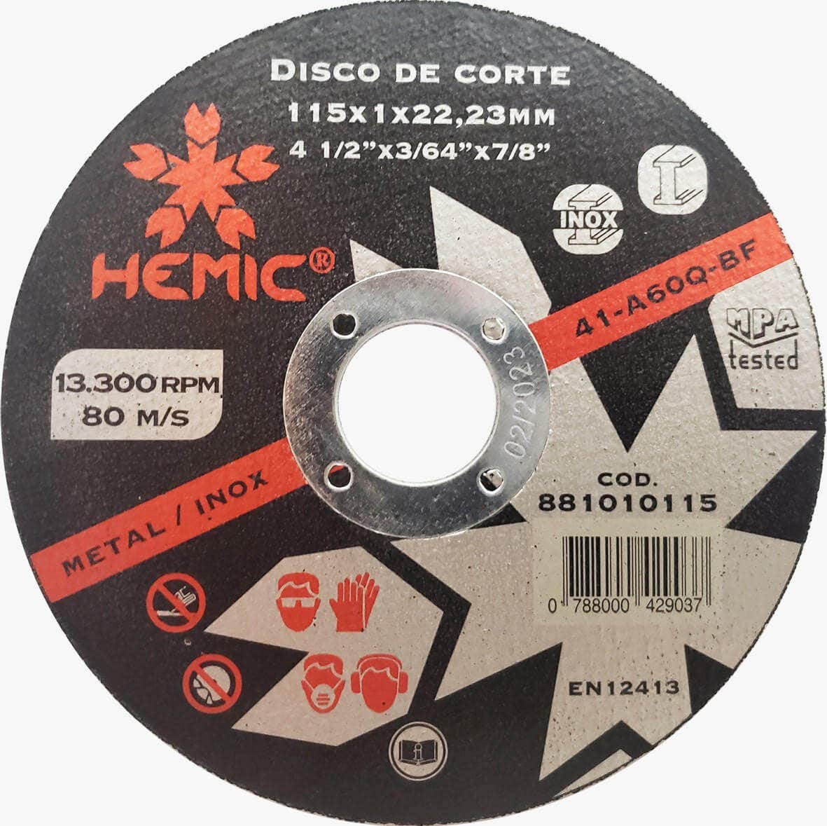 Disco Diam. Liso Ceram. 4 1/2" Hemic