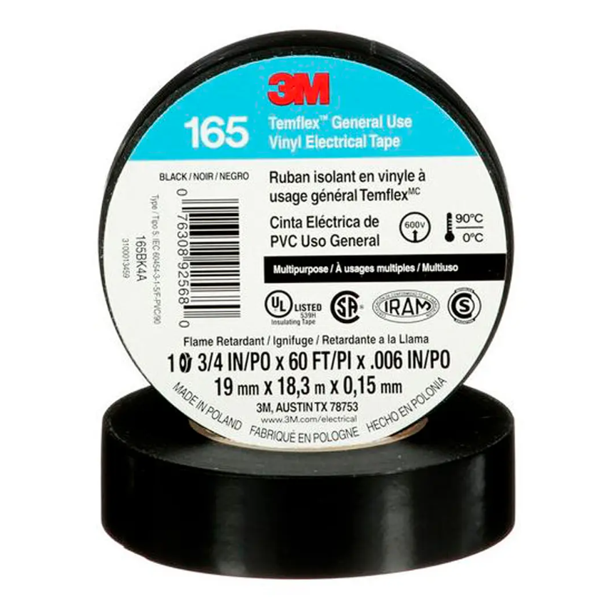 Huincha Aisl. 18mt 3m Negra Temflex 165