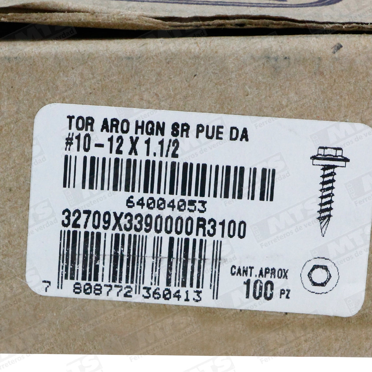 Tornillo Techo P/fina Hex 12* 1 1/2